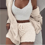 Cosy Knit Loungewear Set – 3-Piece Velvet Pyjama Set for Women