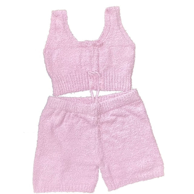 Cosy Knit Loungewear Set – 3-Piece Velvet Pyjama Set for Women