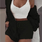 Cosy Knit Loungewear Set – 3-Piece Velvet Pyjama Set for Women