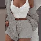 Cosy Knit Loungewear Set – 3-Piece Velvet Pyjama Set for Women