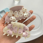 Muweordy New Sweet Flower Hair Claw Rhinestones Acetate Claw Clip Cream Color Crab Hair Clips Hair Accessories for Woman Girls