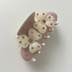 Muweordy New Sweet Flower Hair Claw Rhinestones Acetate Claw Clip Cream Color Crab Hair Clips Hair Accessories for Woman Girls